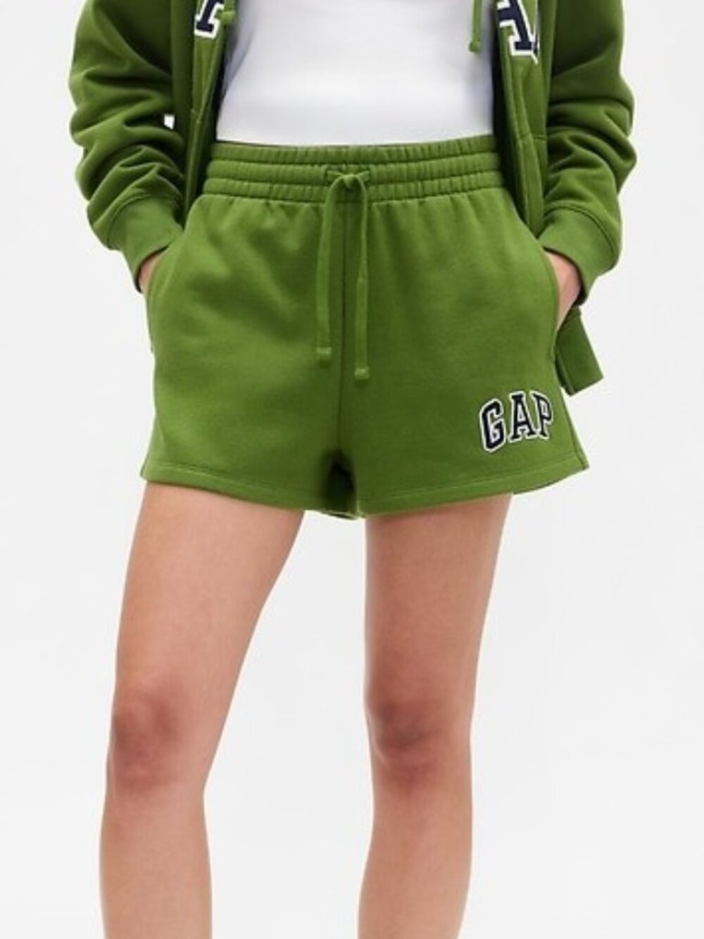 Gap Logo Fleece Drawstring Shorts High Rise Twist of Lime Green Size Medium NEW